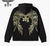 BOY LONDON【燦若繁星】秋情侶外套重工連帽開衫衛(wèi)衣N06904 黑色金色翅膀 XL 曬單實(shí)拍圖