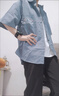 暢登工裝短袖襯衫男港風(fēng)日系薄款襯衣夏季潮牌潮流衣服設(shè)計(jì)感高級外套 藍(lán)色 【186】 XL 【130斤左右】 曬單實(shí)拍圖