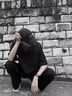 栗譜白敬亭同款黑色短袖襯衫男休閑夏季冰絲薄款純色高級(jí)感痞帥襯衣男 黑色【短袖】 XL 建議（115-130斤） 曬單實(shí)拍圖
