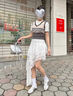 冶芷時尚不規(guī)則蕾絲花邊半身裙女2025春夏法式設(shè)計感松緊腰半身長裙 白色 M 曬單實拍圖