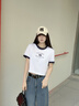 Calvin KleinJeans25夏季女士潮流美式ck印花純棉撞色圓領(lǐng)短袖上衣T恤47B808G VVD-月光白/藏青 M 曬單實(shí)拍圖