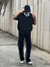 AOGZ夏季防曬衣連帽短袖T恤男女嘻哈潮流設(shè)計(jì)感百搭寬松情侶上衣 黑色 L 曬單實(shí)拍圖