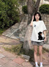 一寸相思聯(lián)名可愛(ài)小貓純棉短袖夏季t恤女2025新款洋氣夏裝顯瘦小個(gè)子上衣 白色-可愛(ài)貓咪 L (100-110斤） 曬單實(shí)拍圖
