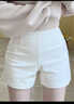 蜜樂(lè )奇外穿白色短褲夏季女薄款修身打底褲緊身熱褲顯瘦高腰辣妹超短褲子 白色  S 曬單實(shí)拍圖