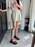 卓詩(shī)尼厚底涼鞋女款2025年夏季新款水鉆一字帶時(shí)尚百搭仙女風(fēng)軟底沙灘鞋 黑色 37 曬單實(shí)拍圖
