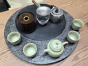仁唐 烏金石茶盤天然整塊石頭圓形小茶臺家用排水創(chuàng)意茶具簡約托盤 30*30*3CM【烏金石】 曬單實拍圖