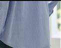 初申春秋長(cháng)袖襯衫女藍色條紋刺繡翻領(lǐng)氣質(zhì)通勤休閑襯衣上衣S143C2014 曬單實(shí)拍圖