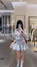 艾美琦美（AIMEIQIMEI）新款連衣裙女裝甜美學(xué)院風(fēng)2025年夏季小個(gè)子收腰顯瘦襯衫短裙子女 藍(lán)色 M 曬單實(shí)拍圖