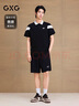 GXG男裝【涼感】肩部拼接撞色休閑polo衫 黑色 175/L 曬單實拍圖