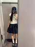 FSHE日系休閑松緊短裙半身裙女2025春夏季新款百搭顯瘦寬松休閑運(yùn)動裙 藏青短款 L 曬單實(shí)拍圖