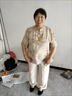 奉孝中老年女裝夏裝時(shí)尚套裝媽媽50-60歲洋氣老年人衣服老年女裝夏季 米色 2XL （建議105-120斤） 曬單實(shí)拍圖