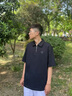 卡賓（CABBEEN）【重磅純棉】男裝火元素logo短袖Polo衫拉鏈翻領(lǐng)上衣潮牌T恤 煤黑色01 L /175/50 曬單實拍圖