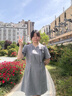 獨(dú)束大碼女裝2025夏季新款改良新中式連衣裙微胖mm收腰顯瘦A字裙 暮云灰 3XL （尺碼：5） 曬單實(shí)拍圖