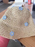 斐月伽沙灘草帽子女夏天海邊遮陽防曬帽草編度假?zèng)雒辈菥帩O夫帽 米色 【主圖款】 曬單實(shí)拍圖
