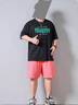 肥貓潮府大碼短袖t恤男加肥加大夏季胖子純棉寬松衣服休閑運(yùn)動(dòng)夏裝T恤衫潮 黑色 5XL （210-240）斤 曬單實(shí)拍圖