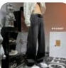 NEW OR MODE高街美式牛仔褲男港風(fēng)復(fù)古潮牌設(shè)計(jì)感春秋季情侶休閑直筒闊腿褲子 黑色 2XL 【建議155-170斤】 曬單實(shí)拍圖