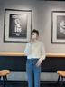 DALEY MODE半高領磨毛蕾絲打底衫女春裝新款法式小衫內搭疊穿襯衫女上衣 杏色 均碼 曬單實拍圖