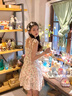 清池影（QINGCHIYING）【】甜辣風(fēng)綁帶碎花吊帶連衣裙套裝女夏辣妹收腰短裙子 主圖色（連衣裙） S 建議80-95斤 曬單實(shí)拍圖