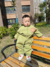 G. DUCKKIDS小黃鴨寶寶連體爬爬服嬰兒戶外防臟圍衣兒童防水罩衣外出拖地爬行 芥末綠  扣子款 86cm 90cm 建議身高78- 曬單實(shí)拍圖