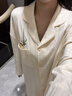 妮狄婭情侶睡衣純棉女長(cháng)袖睡裙簡(jiǎn)約開(kāi)衫款男士春秋輕國風(fēng)家居服套裝 女款米白ZF25104 L 曬單實(shí)拍圖