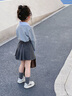 莫代爾女童裙子春秋季2025新款純色簡(jiǎn)約百搭半身裙A字裙百褶裙夏季JK裙 淺灰色 140 曬單實(shí)拍圖