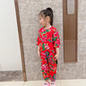 迪士尼（Disney）東北大花女童睡衣兒童夏季男童寶寶花衣服連體棉綢睡衣兒童中國風(fēng) 熱售紅色 大花 80 身高70-80cm年齡1-2歲 曬單實(shí)拍圖