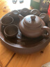 景德鎮(zhèn)（jdz）紫砂功夫茶具套裝家用現(xiàn)代簡(jiǎn)約整套潮汕茶具小套圓形茶盤茶壺茶杯 棕色大仿古壺套裝 8件 曬單實(shí)拍圖