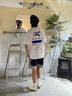 BORNCHAMPS/天生冠軍  夏季短袖T恤男女寬松圓領(lǐng)字母印花情侶款休閑百搭上衣 白色 L 曬單實(shí)拍圖