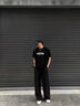 LOMBT冰絲西裝褲子男夏季薄款垂感寬松闊腿休閑直筒長褲OB02黑色2XL 曬單實(shí)拍圖