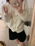 拉夏貝爾（La Chapelle）針織衫女開(kāi)衫2025年秋冬季新款女裝慵懶風(fēng)軟糯高級小眾毛衣外套春 米白 M 建議95-105斤 曬單實(shí)拍圖