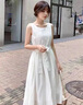 clotho Rennie品牌女裝法式連衣裙女2025夏季新款韓版雪紡無(wú)袖背心蕾絲拼接裙子 白色 M 曬單實(shí)拍圖