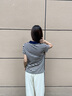 NAOTIEA納奧蒂爾小帆船撞色條紋短袖T恤上衣女2025夏季新款休閑POLO衫 米白藏藍(lán)色 XL （建議110-120斤） 曬單實(shí)拍圖