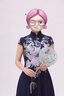 Radinka2025新款紫色旗袍晚禮服女高貴宴會主持人氣質(zhì)長款旗袍連衣裙GFG 藏青色 L 曬單實拍圖