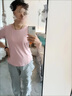 俞兆林冰絲短袖t恤女2025夏季新款正肩上衣寬松顯瘦百搭弧形下擺打底衫 藕粉色 L 100-110斤 曬單實拍圖