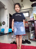 凌卡戚女童夏季韓版字母T恤牛仔短裙兩件套 白色T恤牛仔裙子套裝 90 曬單實(shí)拍圖