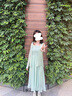 雅黛絲薇連衣裙女裝2025夏季新款多巴胺穿搭衣服套裝女法式吊帶裙子兩件套 5068綠色襯衫+M1201綠色裙子 M 曬單實(shí)拍圖