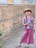 迪士尼女童夏款套裝2025新款女寶寶泡泡袖花朵上衣兒童夏季薄款闊腿褲潮 【粉色】花朵山本褲套裝0745 120 cm 曬單實(shí)拍圖