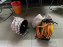 立始電線纜繞卷纏圈線盤空盤線滾子輪工字盤繩索收納架放線神器拖線盤 小號繞線盤帶架一套 曬單實(shí)拍圖