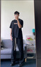 FOG SKY休閑褲男春秋季冰絲褲子男美式工裝褲闊腿直筒長(cháng)褲港風(fēng)潮流運動(dòng)褲 MZX-9886黑色 L （建議120-140斤） 曬單實(shí)拍圖