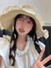 啄木鳥(niǎo)（TUCANO）防曬草帽女蕾絲草編遮陽(yáng)帽海邊防曬帽子拼接系帶大頭圍編織草帽 米色 【大檐蕾絲草帽】 均碼 曬單實(shí)拍圖