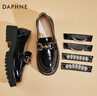 達芙妮（DAPHNE）厚底樂福鞋女2025新款春季小皮鞋女英倫風jk增高女鞋一腳蹬單鞋女 亮黑主圖款【配飾買一送二】 37 曬單實拍圖