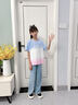 優(yōu)優(yōu)1點(diǎn)（Yoyo one）女童夏季套裝2025新款洋氣兒童韓版夏裝炸街大童牛仔喇叭褲兩件套 18897藍漸變短袖13131喇叭褲 150 150cm 曬單實(shí)拍圖