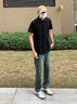 雅鹿polo衫男夏季短袖T恤純色時(shí)尚男裝青年男士翻領(lǐng)商務(wù)休閑五分袖 黑色 XL 曬單實(shí)拍圖