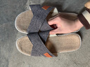 開(kāi)妮特亞麻拖鞋夏季男士居家居防滑軟底家用厚底靜音地板涼拖鞋牛筋底女 灰黑色 42-43 【牛筋大底】28cm 曬單實(shí)拍圖