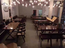 億家達(dá)工業(yè)風(fēng)鐵藝快餐桌椅組合商用酒館火鍋店長(zhǎng)方形餐廳燒烤店吃飯桌子 【1桌+牛角椅*4】X形腿160*60cm 曬單實(shí)拍圖