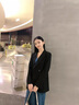 紫魅俏小西裝女套裝春秋冬長(cháng)袖雙排扣休閑百搭年輕洋氣款有垂感西服外套 杏色(單件西裝) L 曬單實(shí)拍圖