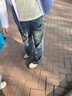 ASK JUNIOR趣味涂鴉牛仔褲兒童褲子2025秋直筒褲女童運動(dòng)休閑長(cháng)褲 藍色 160 曬單實(shí)拍圖