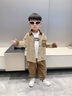 木木屋童裝男童春裝套裝酷帥氣兒童春秋季衣服2025新款襯衫外套男孩三件 咖啡色三件套 110 建議4~5歲【100-110】 曬單實拍圖