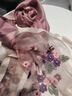 吳蠶里（WUCANLI）高定刺繡珠花羽落手工釘珠真絲混紡絲巾女春秋薄款圍巾送禮紗巾 高奢紫 200x70cm 曬單實拍圖