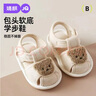 婧麒（JOYNCLEON）嬰兒包頭涼鞋夏季軟底透氣男寶寶學(xué)步鞋0-6-12個(gè)月寶寶女童布鞋子 布底熊涼鞋 11.5 cm內長(cháng) 曬單實(shí)拍圖